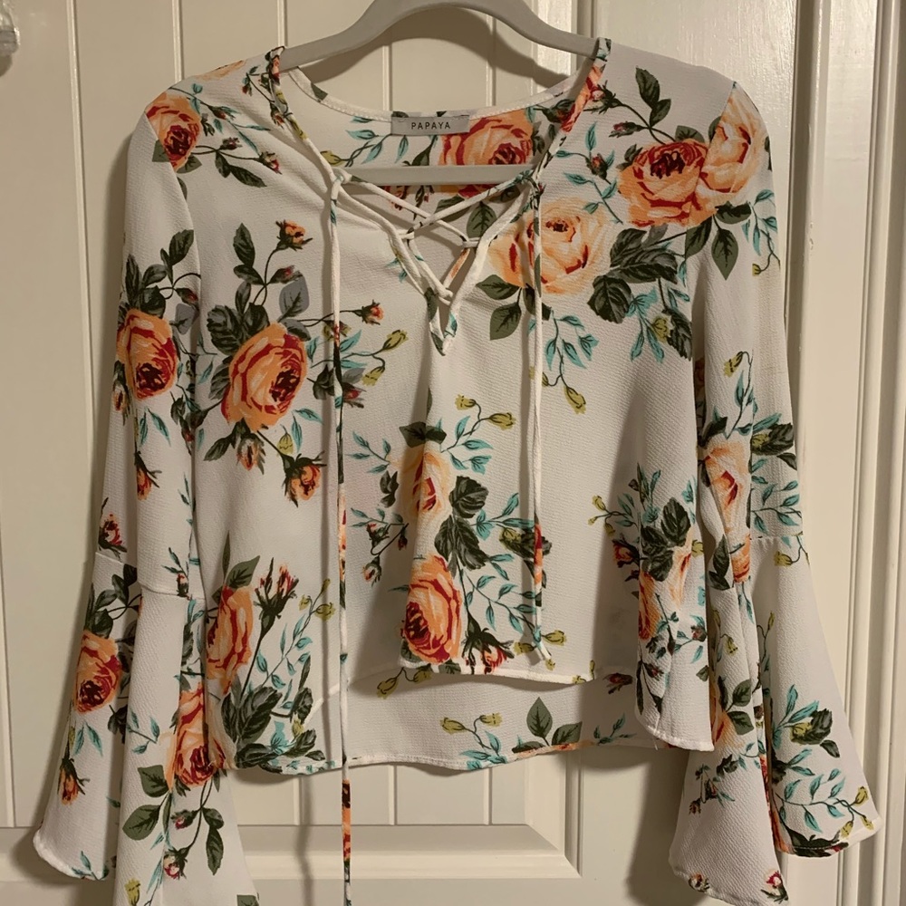 bell sleeve floral top